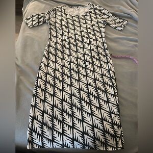 LuLaRoe Julia Black and White Patterned Women's Dress